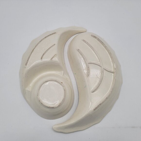 Vintage Calif USA Pottery Yin Yang Chip Dip Serving Dishes - Picture 2 of 7